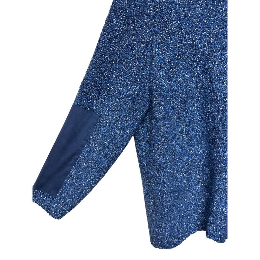 Jones New York Women's Sweater Jacket Zip Asymmetrical Blue Suede Detail 3X - Picture 3 of 11